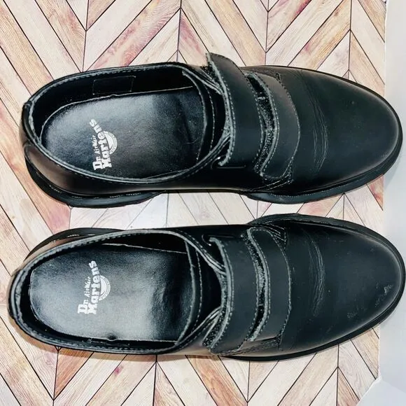 Dr Martens Laureen Oxford Women 6 Shoes Double Strap Black Hook Loop Rare Docs