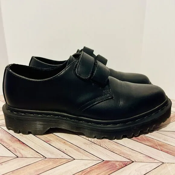 Dr Martens Laureen Oxford Women 6 Shoes Double Strap Black Hook Loop Rare Docs