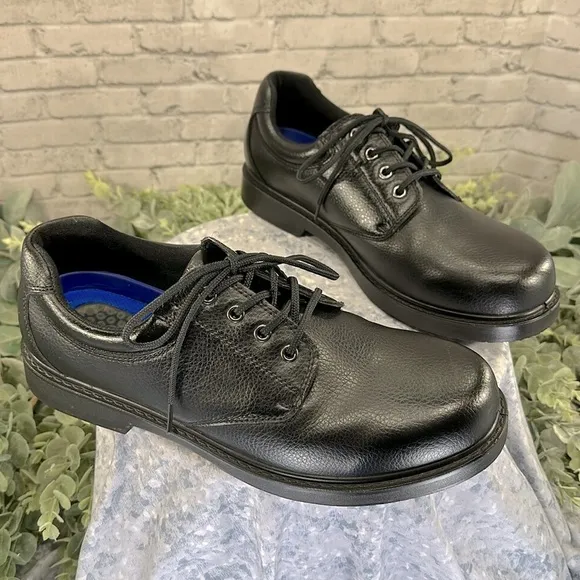 Dr. Scholl’s “Direction” Black Leather Slip Resistant Work Oxfords Mens 12W🖤VGUC