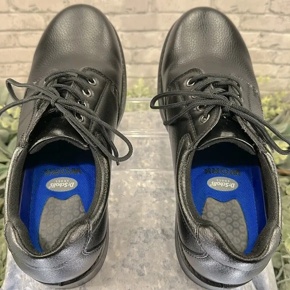 Dr. Scholl’s “Direction” Black Leather Slip Resistant Work Oxfords Mens 12W🖤VGUC
