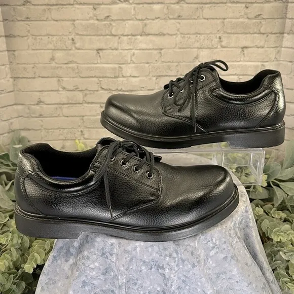 Dr. Scholl’s “Direction” Black Leather Slip Resistant Work Oxfords Mens 12W🖤VGUC