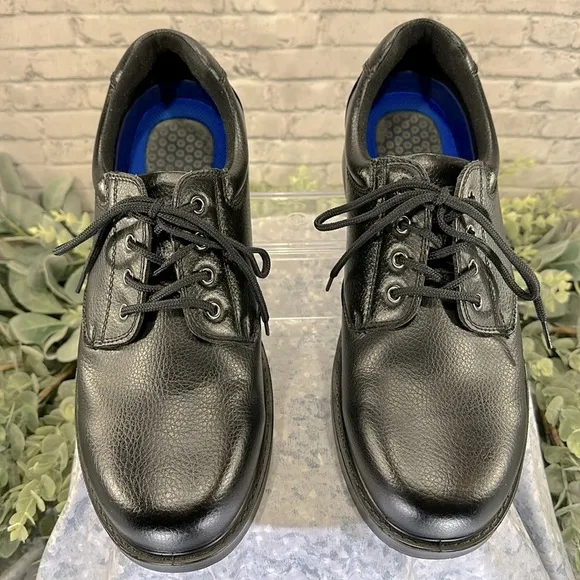 Dr. Scholl’s “Direction” Black Leather Slip Resistant Work Oxfords Mens 12W🖤VGUC