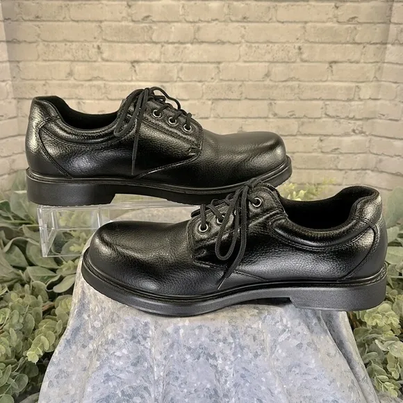 Dr. Scholl’s “Direction” Black Leather Slip Resistant Work Oxfords Mens 12W🖤VGUC