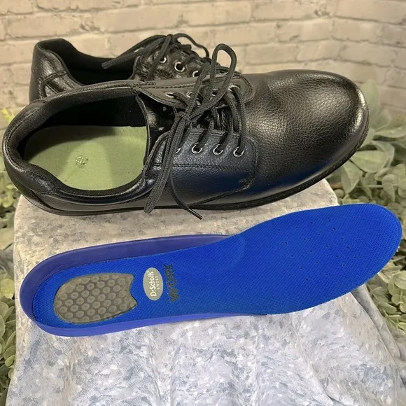 Dr. Scholl’s “Direction” Black Leather Slip Resistant Work Oxfords Mens 12W🖤VGUC