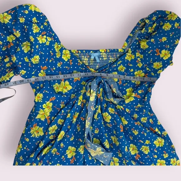 Draper James Jennifer short sleeve mini dress polka dot floral 1X bow front