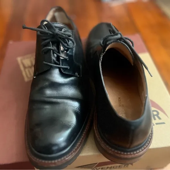 Dries Van Noten Black Leather Oxfords with Polished Finish