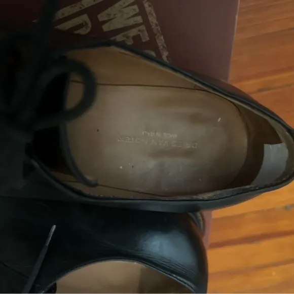 Dries Van Noten Black Leather Oxfords with Polished Finish