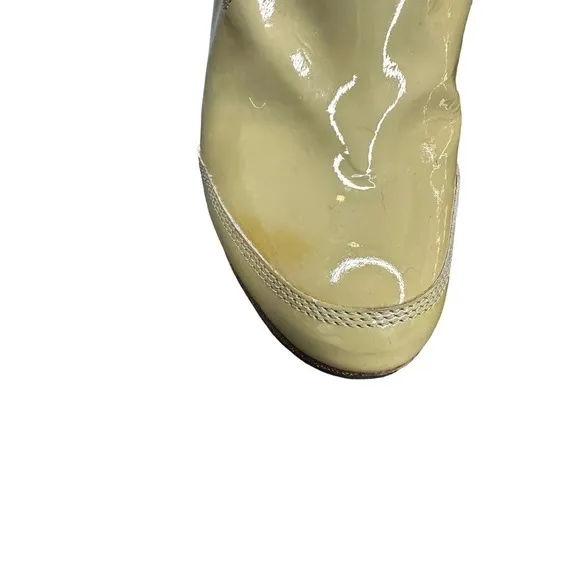 Dries Van Noten Green Buckle Patent Leather Slip On Mules Size 7 1/2