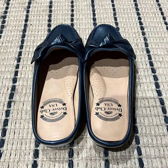 Drivers Club USA California Navy Leather Mules A20