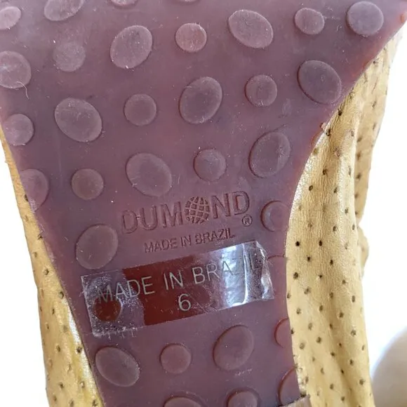 Dumond Yellow Perforated Y2K Elasticized Pointed toe Pumps Kitten Heels - Sz 6