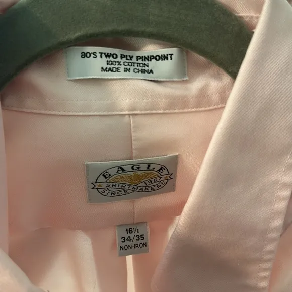 EAGLE shirtmakers men’s button down formal non-iron wrinkle free 16.5 35/35