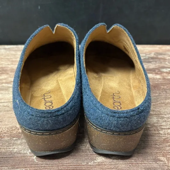Earth | EUC Like New! Women's Kolia Slip-On Heeled Clogs Blue Wool Mules, Size 9