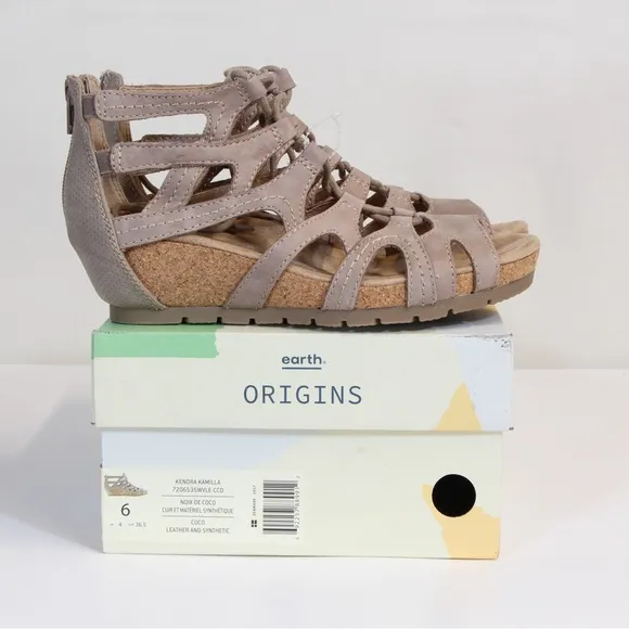 Earth Origins Kendra Kamilla Women's Coco Suede Gladiator Sandals NWT NIB