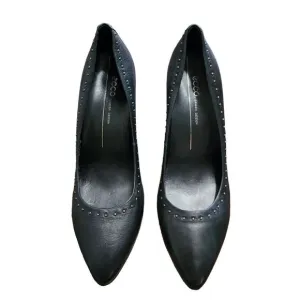 Ecco black leather studded heels Sz 9 (40)