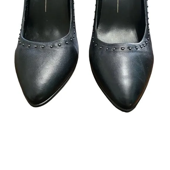 Ecco black leather studded heels Sz 9 (40)