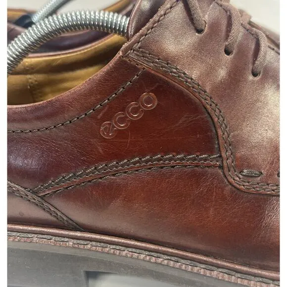 Ecco Helsinki Mens Shoe Size US 11 EU 45 Oxfords Dress Leather Burgundy Red