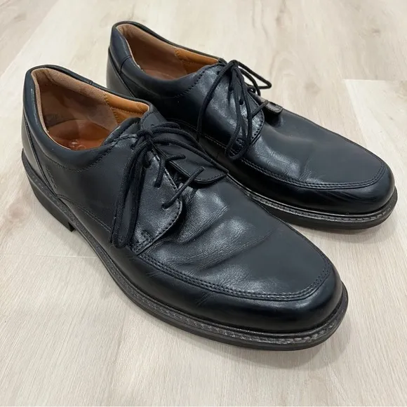 Ecco Holton Dress Shoes Leather Oxfords Black Lace Up Men 10 Preppy Classic