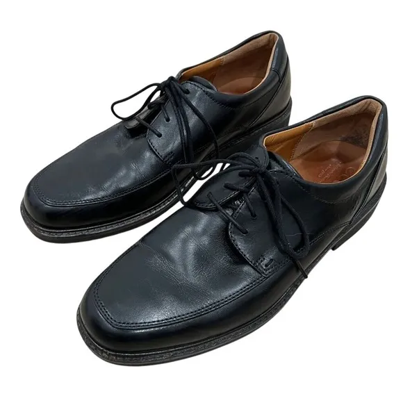 Ecco Holton Dress Shoes Leather Oxfords Black Lace Up Men 10 Preppy Classic