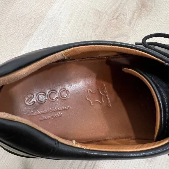 Ecco Holton Dress Shoes Leather Oxfords Black Lace Up Men 10 Preppy Classic