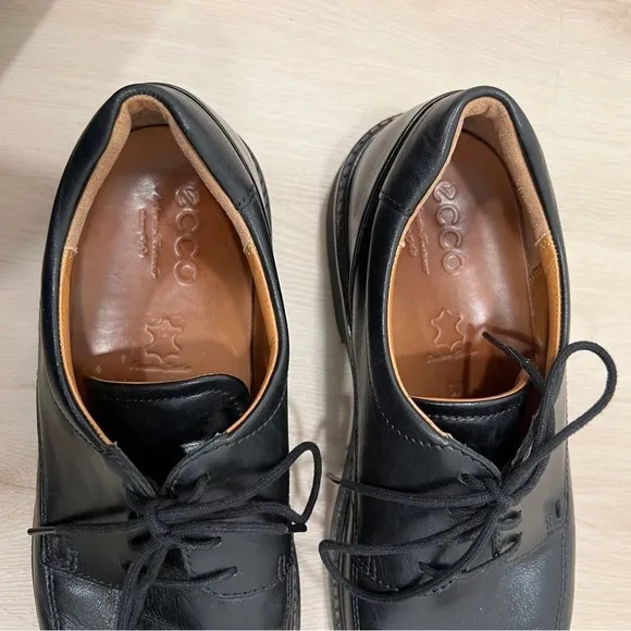 Ecco Holton Dress Shoes Leather Oxfords Black Lace Up Men 10 Preppy Classic