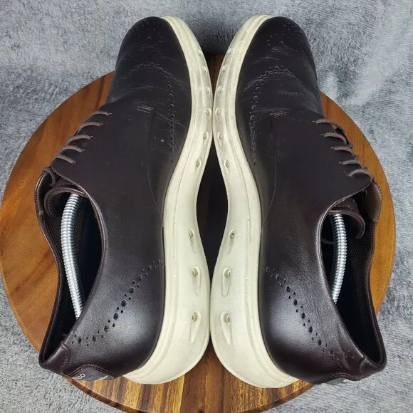 Ecco Hybrid 720 Oxfords Men's 12 46 Black Leather Wingtip Brogue Dress Shoes