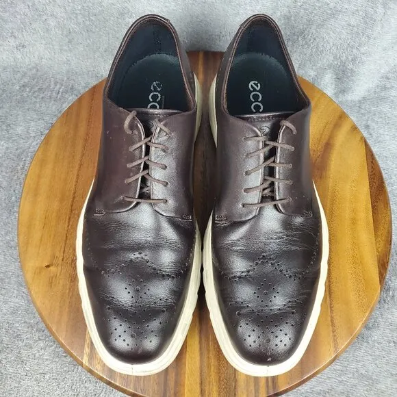 Ecco Hybrid 720 Oxfords Men's 12 46 Black Leather Wingtip Brogue Dress Shoes