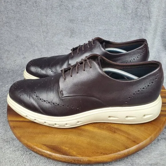 Ecco Hybrid 720 Oxfords Men's 12 46 Black Leather Wingtip Brogue Dress Shoes