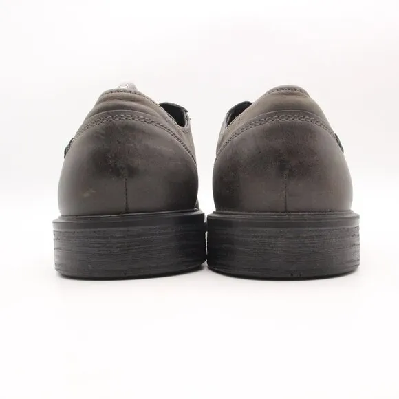 Ecco Knoxville Men's Eu 44 Captoe Oxfords Dress Dark Gray Leather Purple Laces