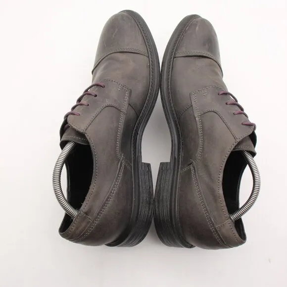 Ecco Knoxville Men's Eu 44 Captoe Oxfords Dress Dark Gray Leather Purple Laces