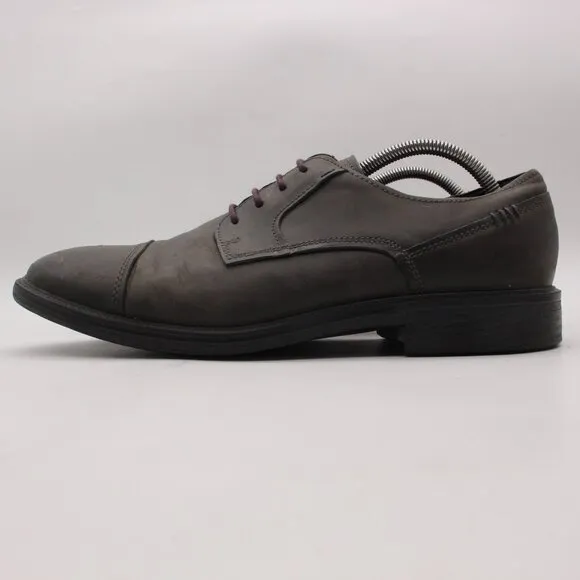 Ecco Knoxville Men's Eu 44 Captoe Oxfords Dress Dark Gray Leather Purple Laces