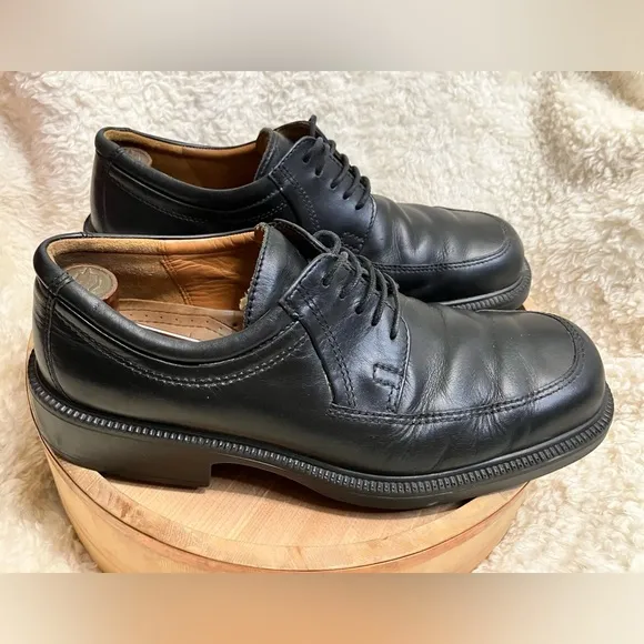Ecco Men’s Black Dress Comfort Leather Oxfords Lace Up 11/11.5 EU 45