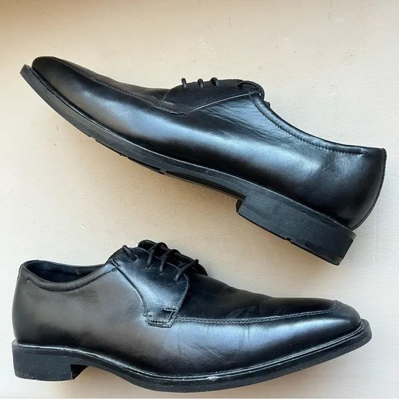 ECCO Men's Calcan Apron Toe Black Leather Dress Lace Up Oxfords Size US 10 EU 44