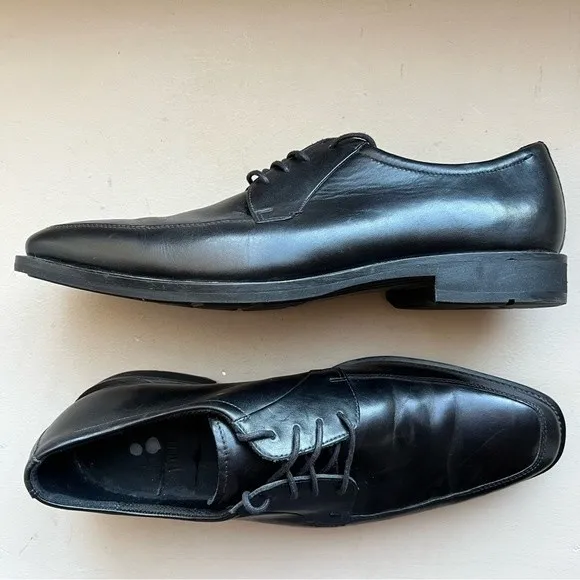ECCO Men's Calcan Apron Toe Black Leather Dress Lace Up Oxfords Size US 10 EU 44