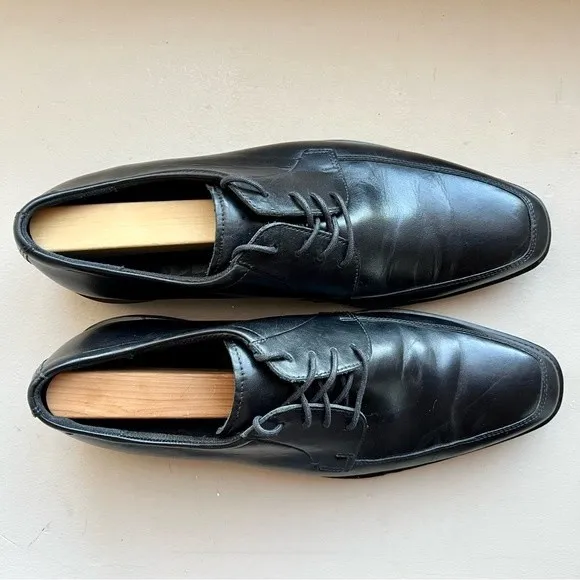 ECCO Men's Calcan Apron Toe Black Leather Dress Lace Up Oxfords Size US 10 EU 44
