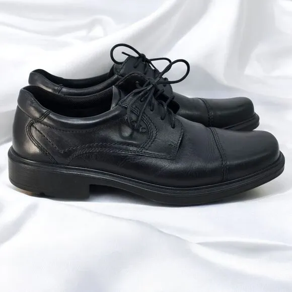 ECCO Oxford Dress Shoes Men 44 (10US) Black Comfort Cap Toe Casual Business