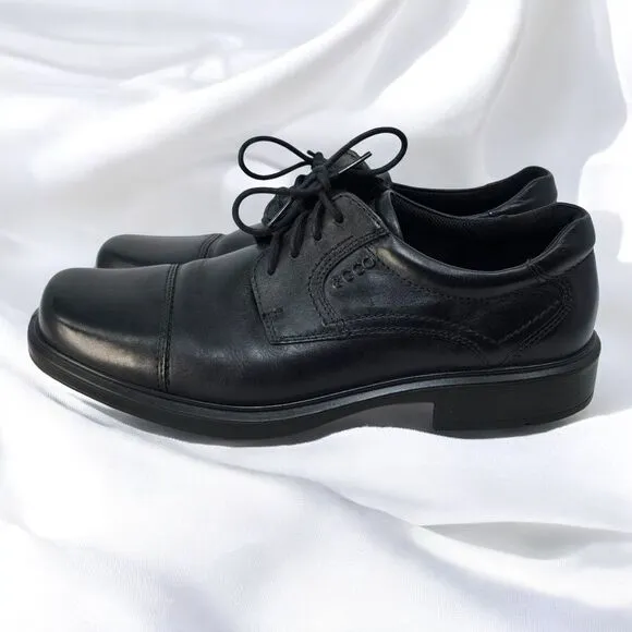 ECCO Oxford Dress Shoes Men 44 (10US) Black Comfort Cap Toe Casual Business