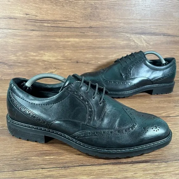 ECCO Vitrus Black Leather Wingtip Dress Shoes Men’s Size 9 (43) Oxfords