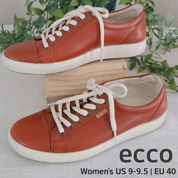 ECCO Women's 9 - 9.5 | EU 40 Congnac Tan Leather Lace Up Regular / Extra Wide