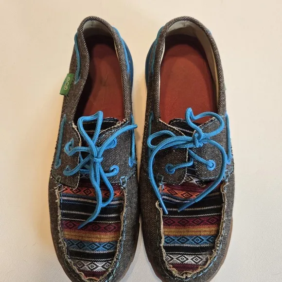 eco TWX Twisted Aztec Print Tie Boat Shoes Womens Size 7 1/2