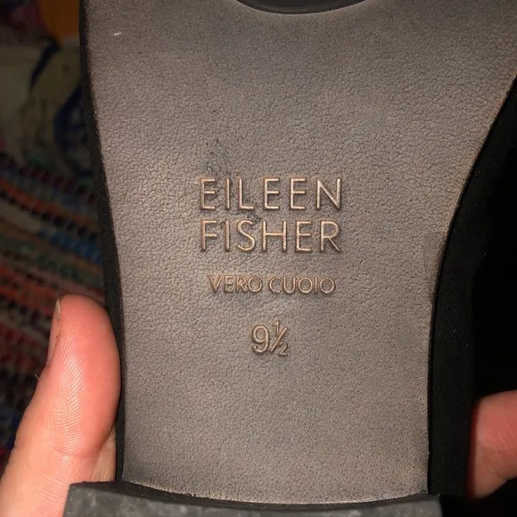 Eileen Fisher Black Closed Toe Suede Mules 1.75” heel Size 9.5