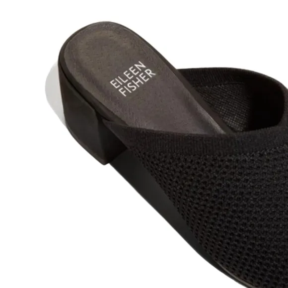Eileen Fisher Block Heel Mule Gest Stretch Knit Pointed Toe Slip On Shoe 8.5