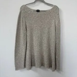 EILEEN FISHER Bouclé Knit Sweater Beige Textured Pullover Cozycore XL Lagenlook