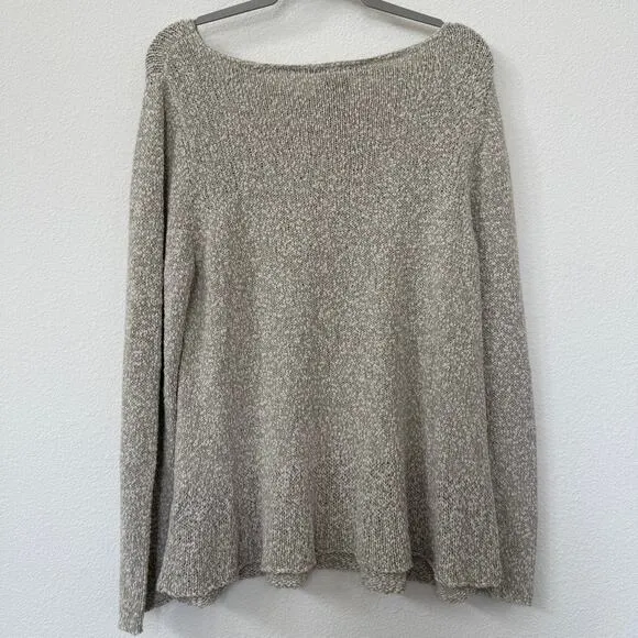 EILEEN FISHER Bouclé Knit Sweater Beige Textured Pullover Cozycore XL Lagenlook
