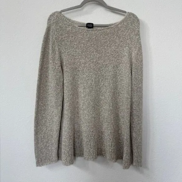 EILEEN FISHER Bouclé Knit Sweater Beige Textured Pullover Cozycore XL Lagenlook
