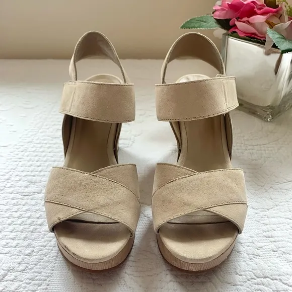 Eileen Fisher Leather Wooden Cut Out Clog Wedge 5 5.5