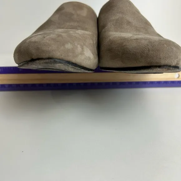 EILEEN FISHER SYLVIA TAN SUEDE BLOCK HEEL SIZE 7.5 MULES