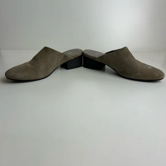 EILEEN FISHER SYLVIA TAN SUEDE BLOCK HEEL SIZE 7.5 MULES