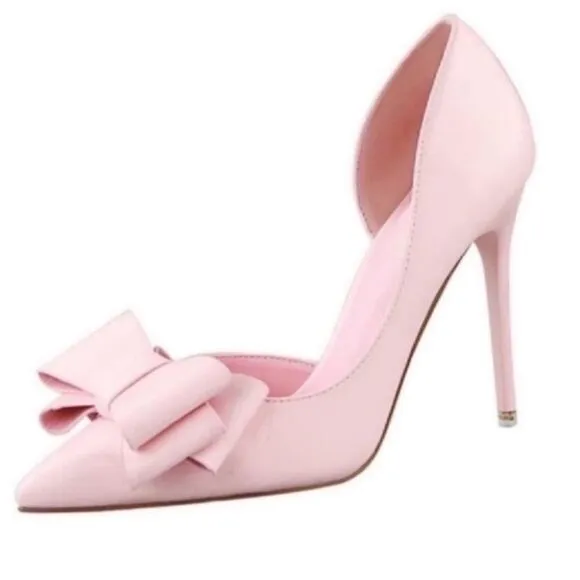 Elegant Pink Bow Heels