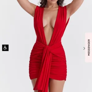 Elegant Red Plunge Dress