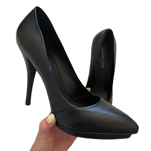 Elizabeth &amp; James Leather Fallin Platform Pumps Black 9B